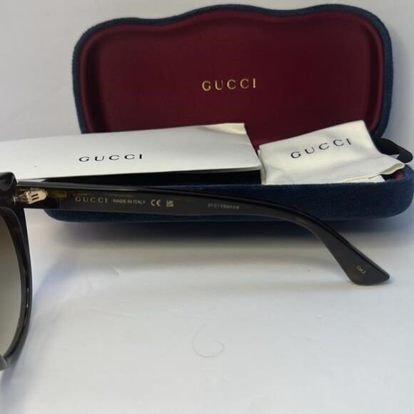 New Authentic GUCCI  Acetate Cat Eye Sunglasses GG0325S Tortoise - Picture 3 of 12